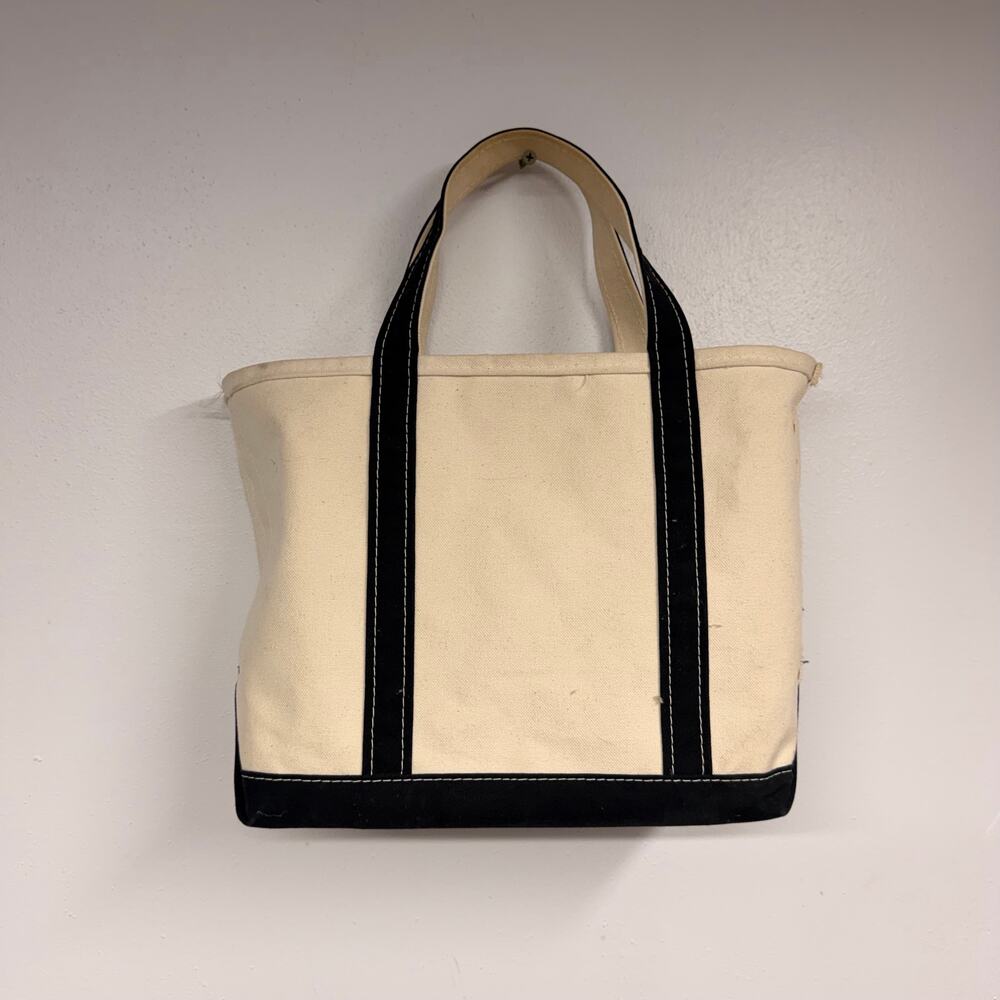 VTG 90's L.L. Bean Boat & Tote Canvas Bags SET OF 2 Dance Court Black Handles - Picture 9 of 15